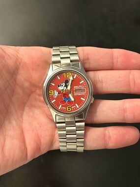 Seiko Mickey Mouse Automatic Stainless Steel Watch - Red Dial